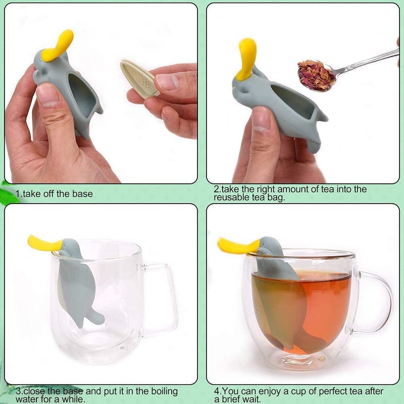 Numola Silicone Tea Infuser Set of 2, Cute Elephant Loose Leaf Tea Strainer with Stainless Steel Teaspoon, Reusable Tea Ball Filter for More Enjoyable Tea Times with Friends and Family - Image 4